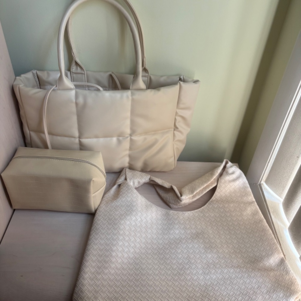 Sale! New Ulta Crème Tote Bag, Shoulder Bag & Cosmetic Bag 3 Piece Set